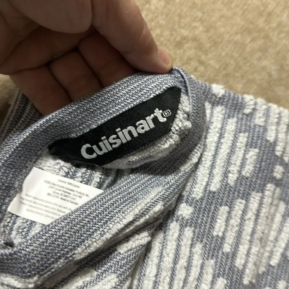 CUISINART Bearing Sea Gray White Bleach Friendly Cotton Tea Kitchen Towels 2 pk